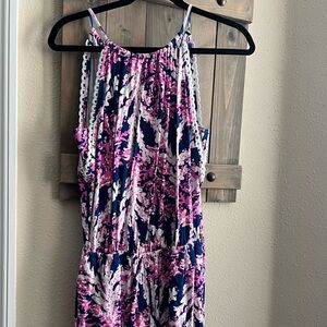 Lilly Pulitzer Sleeveless Romper with Pink and Blue Pattern